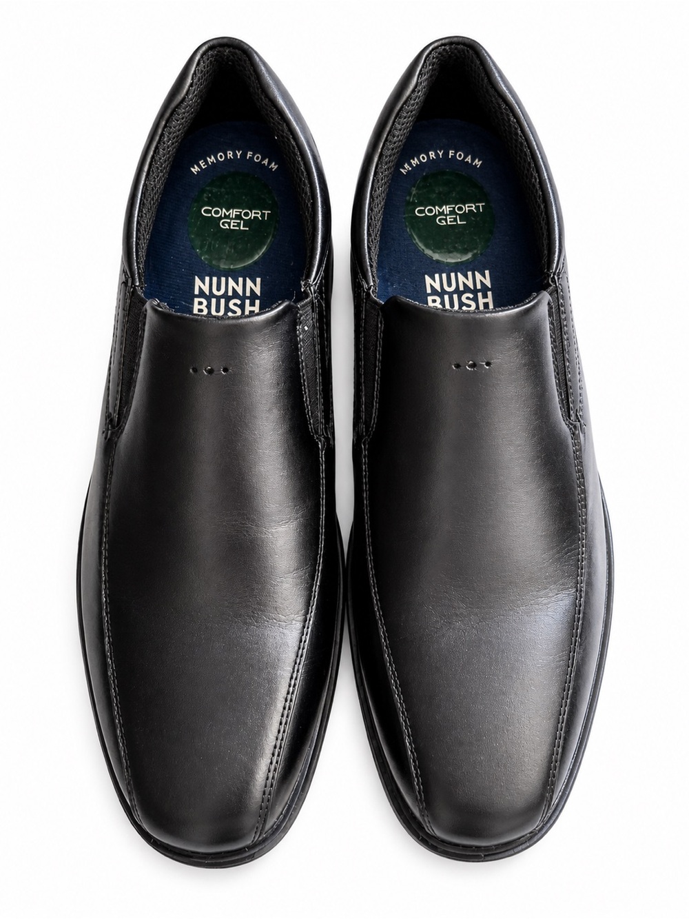 Nunn Bush Black Leather Slip On Loafers Men’s 8.5 Comfort Gel Dress Casual